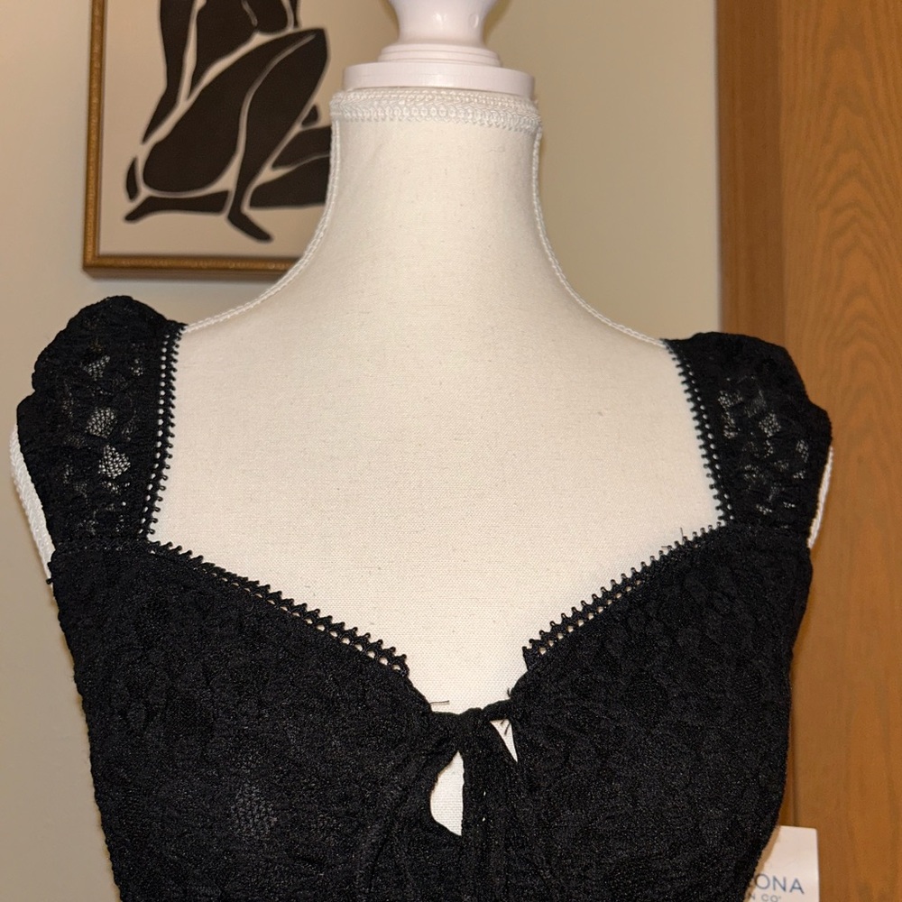 Black Ruched Tiered Babydoll Mini Dress - Picture 3 of 4